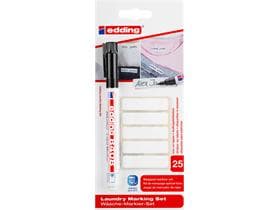 Set de marqueurs pour linge edding 8408 comprenant un marqueur d'étiquettes 8408 et 25 paires d'étiquettes