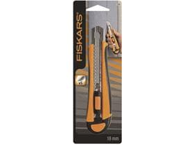 Cutter Fiskars HeavyDuty 18 mm, corps en métal + revêtement en caoutchouc, 5 lames incluses
