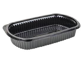 Vassoio porta-menù monoblocco, in PP nero, 240 x 155 x 40 mm, adatto al microonde