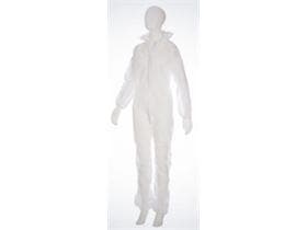 Combinaison à capuche, taille XXL, polaire PP blanche, 28g/m2, avec fermeture éclair,