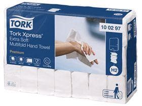 Serviettes pliées Tork Premium Interfold (H2) TAD blanc brillant, 2 plis, 21 x 34 cm,