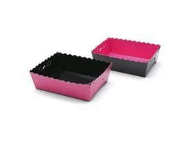 Boîte à dessert, 100x75x35 mm, rose/noir, livrée à plat