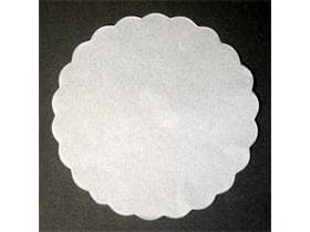Carta assorbente per sottobicchieri 56 gm2, 1 velo, bianca, Ø 90 mm, bordo ondulato,
