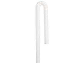 Pailles à boire en PP blanc, longueur 21 cm, Ø 6 mm, avec zone de courbure, emballées individuellement dans du papier