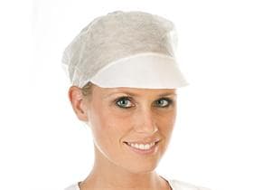 Casquette à visière blanche, PP non tissé qualité solide, ø 31 cm, respirante