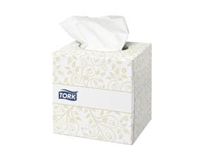 Mouchoirs cosmétiques Tork Premium extra doux blancs, 2 plis, cellulose, boîte cube