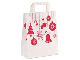 Sacchetti di carta Kraft bianchi 80 gm2, "Decorazioni natalizie" 320 x 140 x 420 mm,