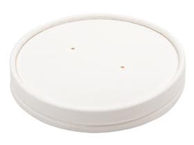 Deckel aus weissem Karton, ø 150 mm, mit Ventillöchern, passend zu Suppenbehälter