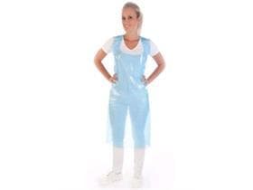Grembiuli monouso, bloccati, LDPE goffrato, blu, idrorepellenti, 60 µm