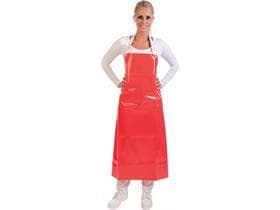 Tablier bavette en PU, 300 my, 130 x 90 cm, rouge
