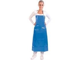 Tablier bavette en PU, 300 my, 130 x 90 cm, bleu