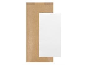 Sac à couverts en papier kraft brun, à côtes serrées, 11 x 25 cm, avec du blanc