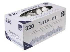 Teelichter weiss in Metallhülse Brenndauer 6 Std., Karton à 320 Stk