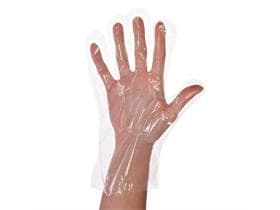 Guanti monouso taglia M, resistenti, in pellicola HDPE, trasparenti, goffrati