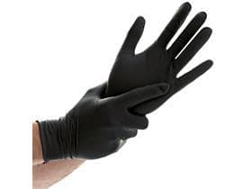 Guanti in nitrile Power Grip neri, senza polvere, taglia S, lunghezza 24 cm