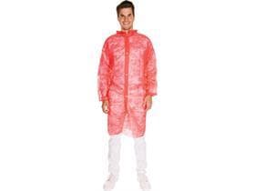 Camice da visitatore in pile PP 30gm2, taglia XXL rosso, lungo 110 cm, traspirante