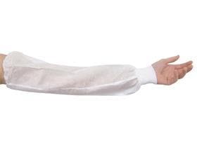Manchons de protection blancs en SMS, longueur 45 cm, avec poignets tricotés