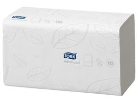 Asciugamani piegati Tork Advanced (H3), celle bianche, 2 veli, piega a zig-zag, 23x23 cm