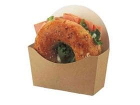 Scatola per bagel in cartone, esterno marrone/interno bianco, 120 x 46 x 120 mm