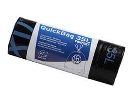 Sacs poubelle Quick-Bag 35 L OKS, gris 580 x 600 + 60 mm, avec cordon de serrage bleu