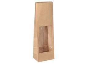 Sachet à fond plat en papier kraft brun, à nervures serrées, 105 + 65 x 270 mm, 500 g,
