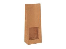 Sachet à fond plat en papier kraft brun, à nervures serrées, 105+ 65 x 270 mm, 500 g,
