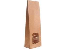 Sachet à fond plat en papier kraft brun, à nervures serrées, 80 + 50 x 190 mm, 200 g,