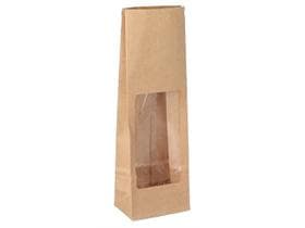 Sachet à fond plat en papier kraft brun, à nervures serrées, 80 + 50 x 245 mm, 250 g,