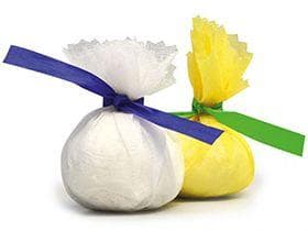 Filet à citron en coton, blanc, avec lien bleu en polyester, Ø22 cm