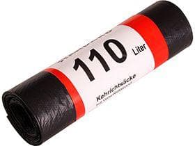Sacchi per rifiuti economici 110L neri, neutri, 380/320 x 1100 mm, con chiusura a strappo,