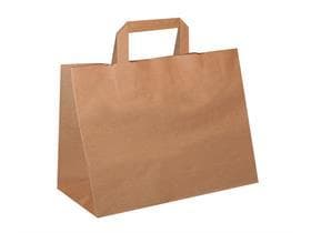 Papiertragetaschen Take-Away aus braunem Kraftpapier 70 gm2, 26 + 17 x 25 cm,