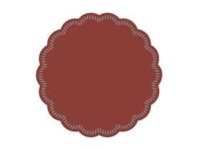 Sottobicchiere in vetro ø 90 mm rotondo, 9 strati bordeaux, ovatta di velina, bordo smerlato