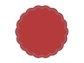 Sottobicchiere in vetro ø 90 mm rotondo, 9 strati rosso, ovatta di velina, bordo smerlato