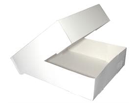 Scatola per torta 22 x 22 x 12 cm laccata bianca, non stampata