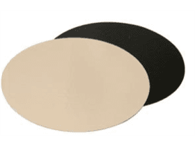 Disques en carton doré ø 36 cm ronds, dos noir