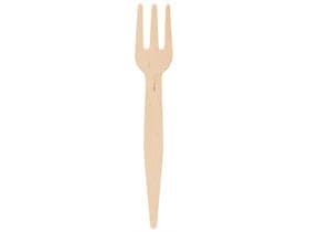 Forchetta per patatine fritte biologica in legno di betulla, lunghezza 85 mm, compostabile