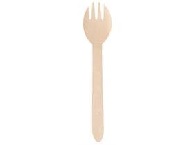 Forchetta-cucchiaio in legno di betulla, lunghezza: 15,8 cm, FSC 100%, insapore