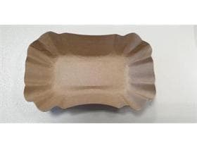 Snackschale aus Pappe, braun, eckig, 9 x 14 x 3 cm, mit Fettbarriere
