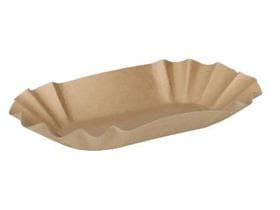 Pappschale, braun, oval, 11 x 19.5 x 3.2 cm, mit Fettbarriere