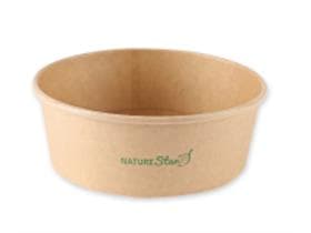 Ciotola per insalata/pasto, cartone kraft marrone rotonda, ø 185 mm, altezza 66 mm, 1300 ml,