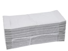 Serviettes pliées en crêpe pliées en V Plus 1 pli 25 x 23 cm, 100 % recyclées, naturelles