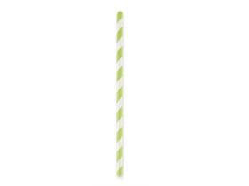 Pailles en papier droites, ø 6 mm, longueur 197 mm, couleur vert/blanc