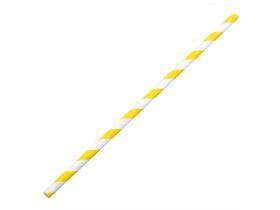 Pailles en papier droites, ø 6 mm, longueur 195 mm, couleur jaune/blanc