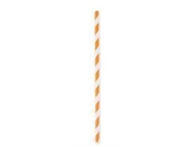 Pailles en papier droites, ø 6 mm, longueur 197 mm, couleur orange/blanc