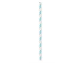 Pailles en papier droites, ø 6 mm, longueur 197 mm, couleur bleu clair/blanc