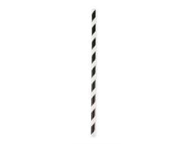 Pailles en papier droites, ø 6 mm, longueur 197 mm, couleur noir/blanc