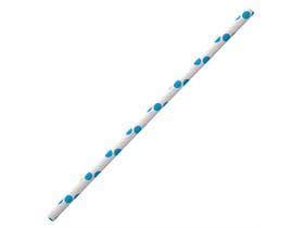 Pailles en papier droites, ø 6 mm, longueur 195 mm, couleur bleu/blanc