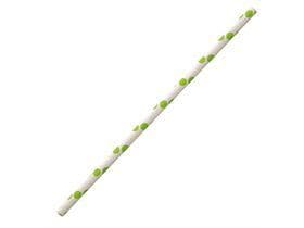 Pailles en papier droites, ø 6 mm, longueur 195 mm, couleur vert/blanc