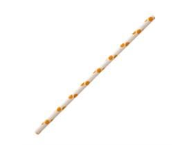 Pailles en papier droites, ø 6 mm, longueur 197 mm, couleur orange/blanc