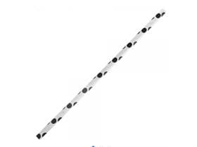 Pailles en papier droites, ø 6 mm, longueur 197 mm, couleur noir/blanc